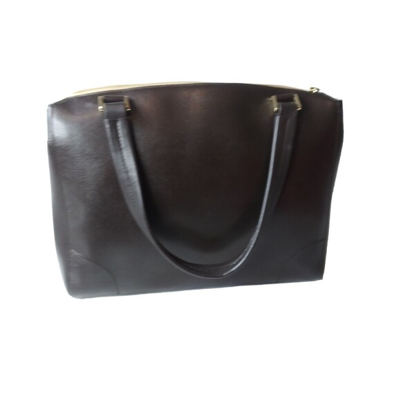 Furla Top Handle Handbag Italian Leather Purse Taupe Cream Brown - Picture 6 of 14